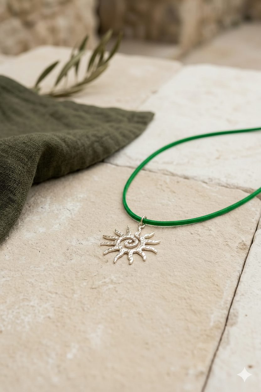 Sun Pendant - Green Cord