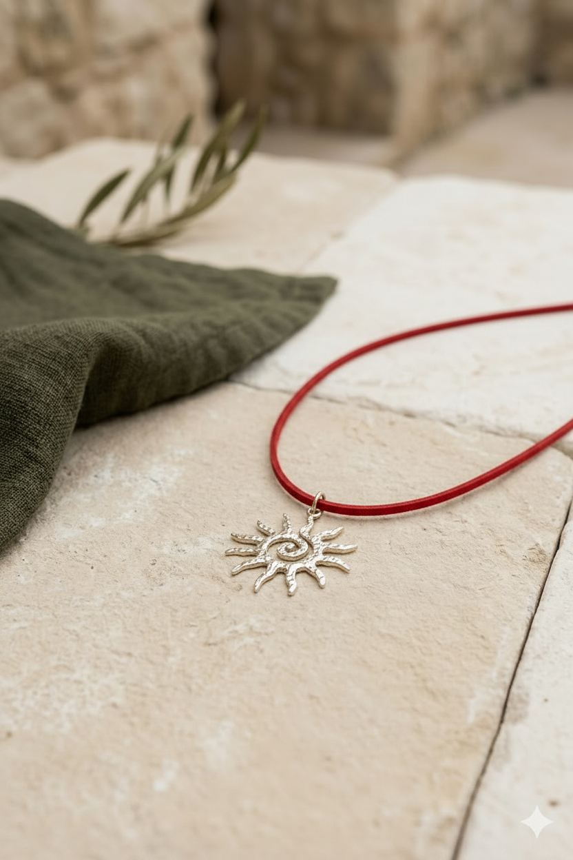 Sun Pendant - Red Cord
